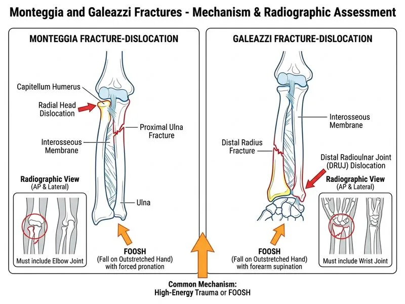 Monteggia and Galeazzi Fractures diagram