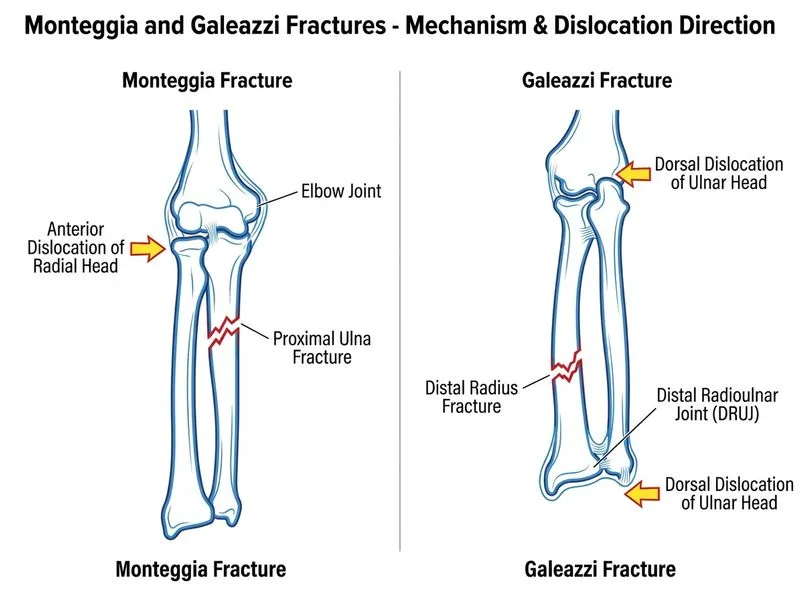 Monteggia and Galeazzi Fractures diagram