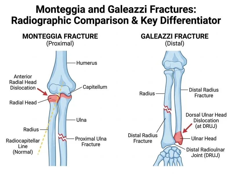 Monteggia and Galeazzi Fractures diagram
