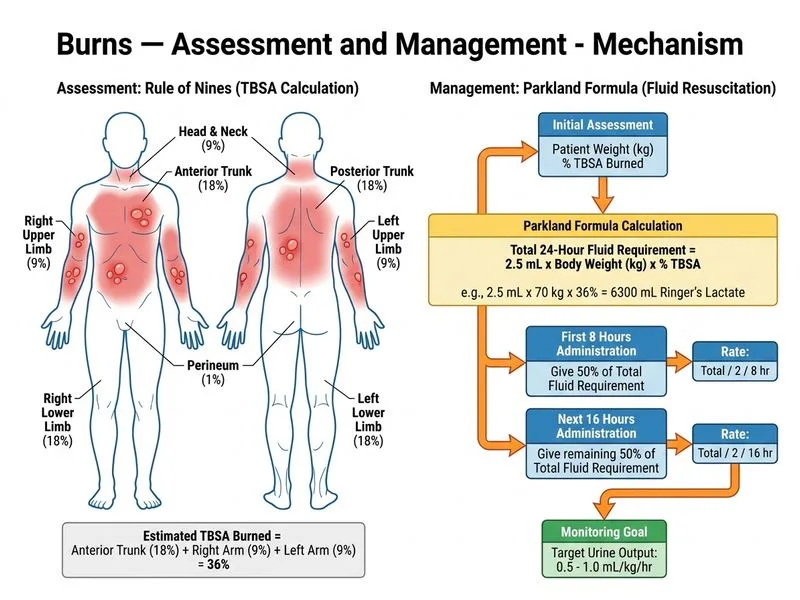 Burns — Assessment and Management diagram