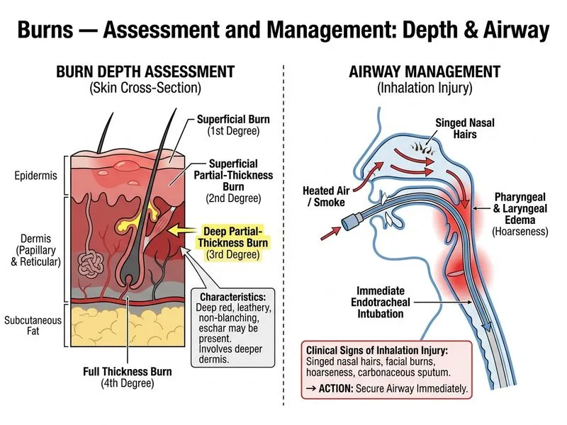 Burns — Assessment and Management diagram