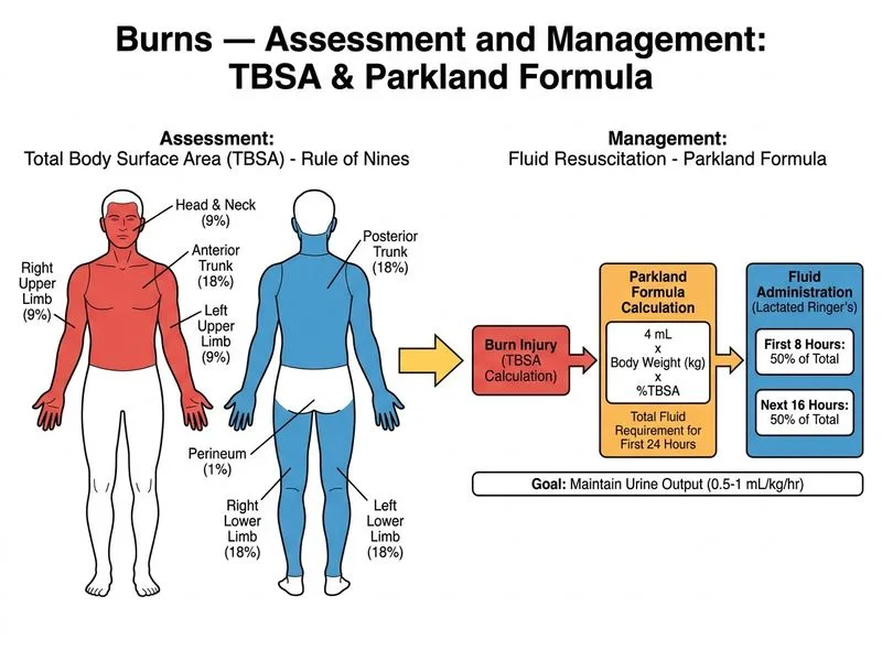 Burns — Assessment and Management diagram