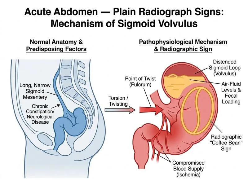 Acute Abdomen — Plain Radiograph Signs diagram