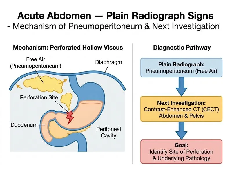 Acute Abdomen — Plain Radiograph Signs diagram