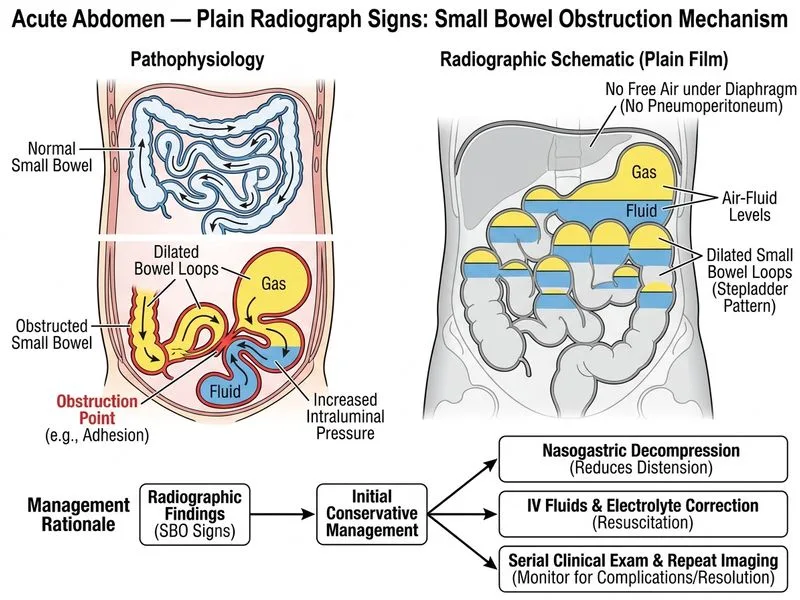 Acute Abdomen — Plain Radiograph Signs diagram