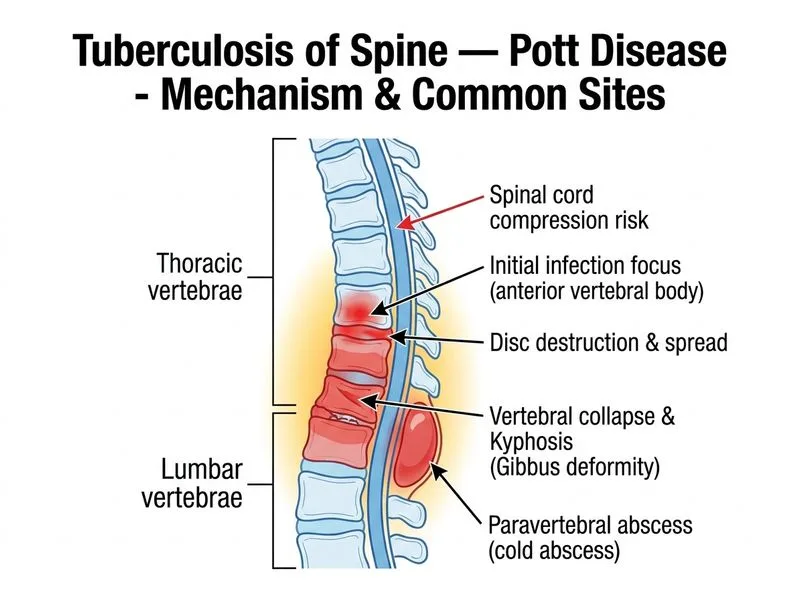 Tuberculosis of Spine — Pott Disease diagram