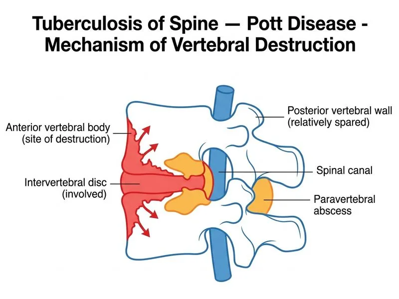 Tuberculosis of Spine — Pott Disease diagram