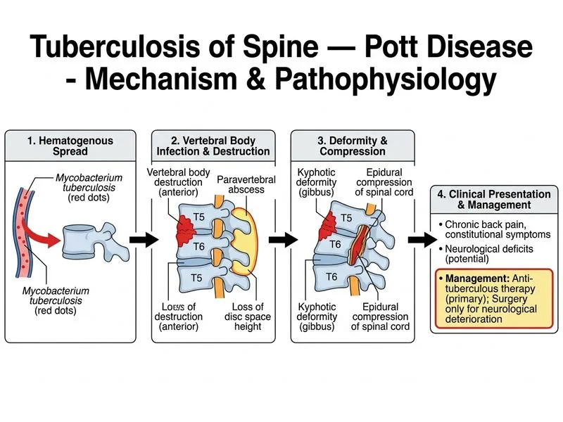 Tuberculosis of Spine — Pott Disease diagram