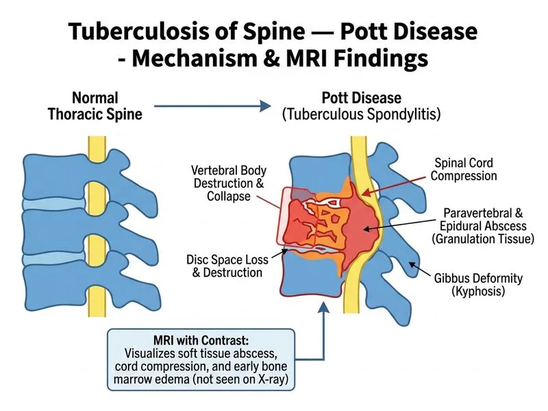 Tuberculosis of Spine — Pott Disease diagram