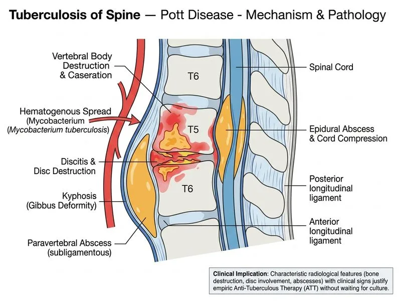 Tuberculosis of Spine — Pott Disease diagram