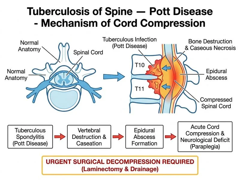 Tuberculosis of Spine — Pott Disease diagram