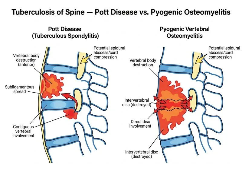 Tuberculosis of Spine — Pott Disease diagram