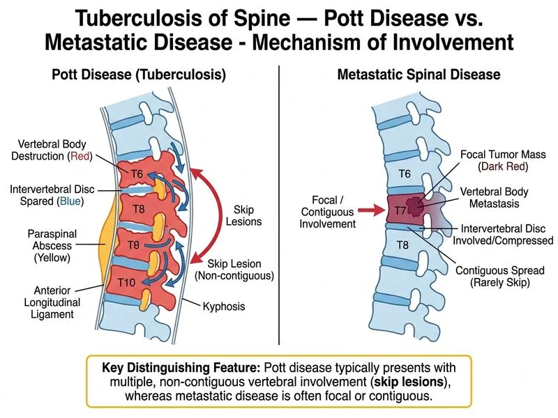 Tuberculosis of Spine — Pott Disease diagram
