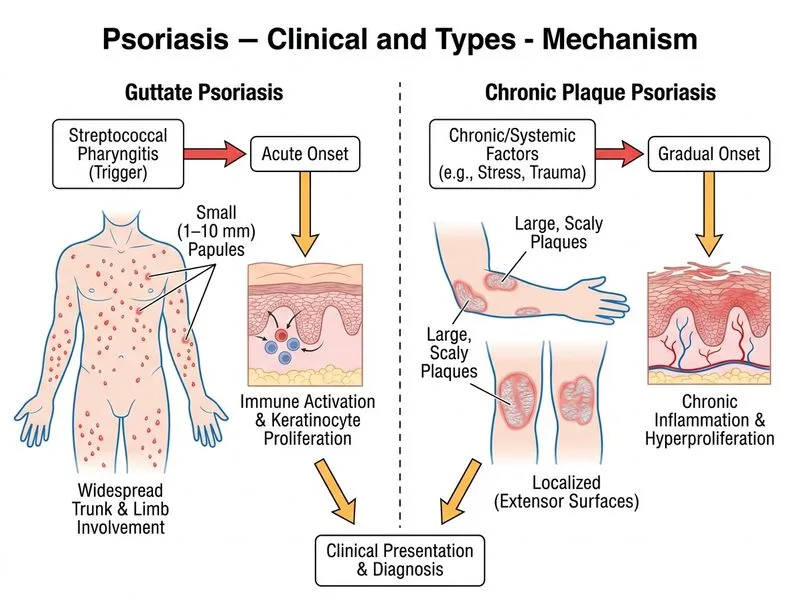 Psoriasis — Clinical and Types diagram