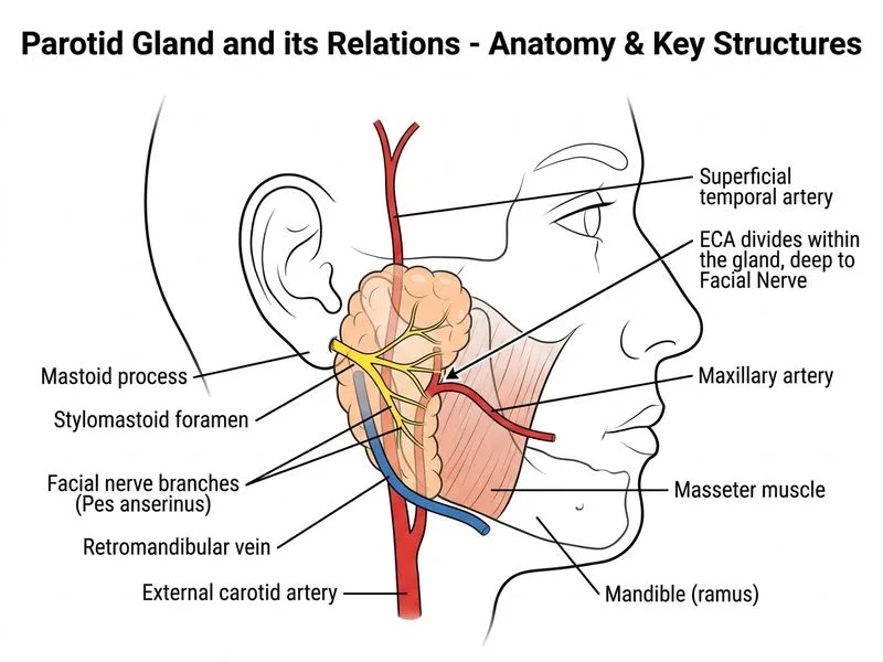 Parotid Gland and its Relations diagram