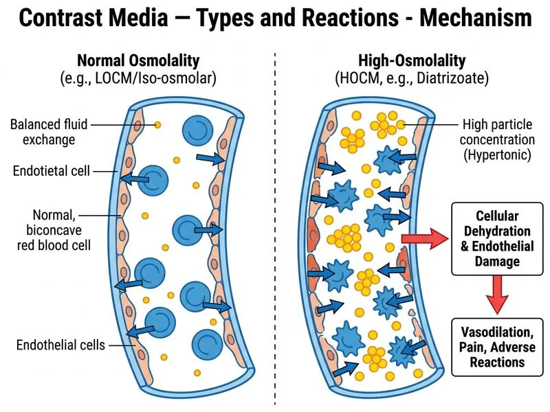 Contrast Media — Types and Reactions diagram
