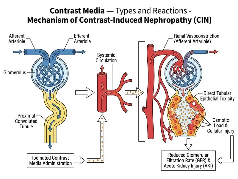 Contrast Media — Types and Reactions diagram
