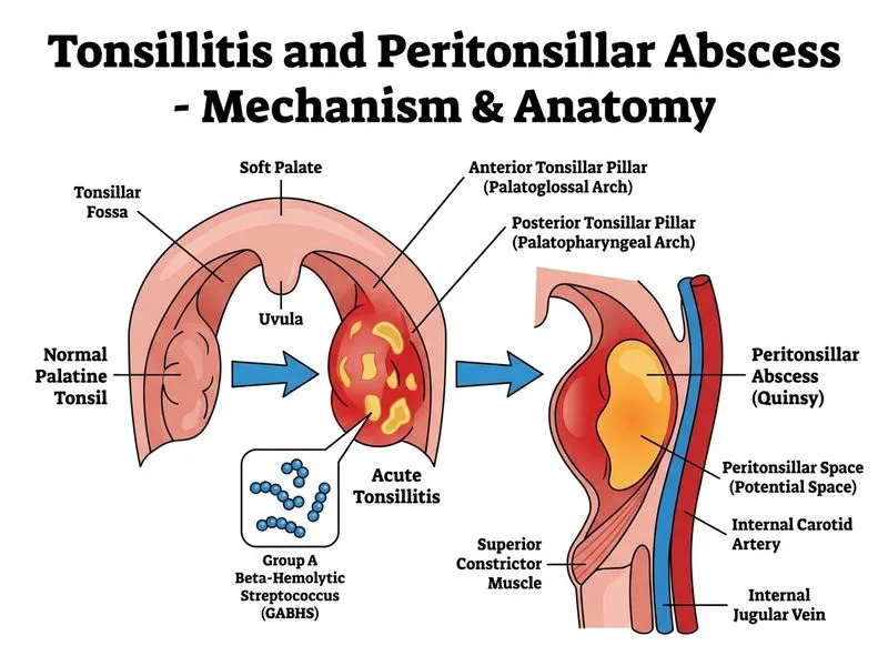 Tonsillitis and Peritonsillar Abscess diagram