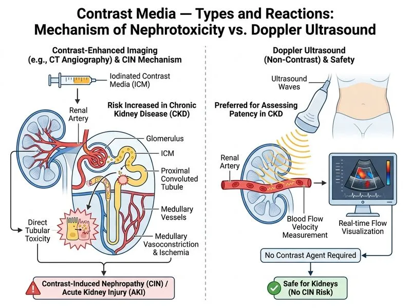 Contrast Media — Types and Reactions diagram