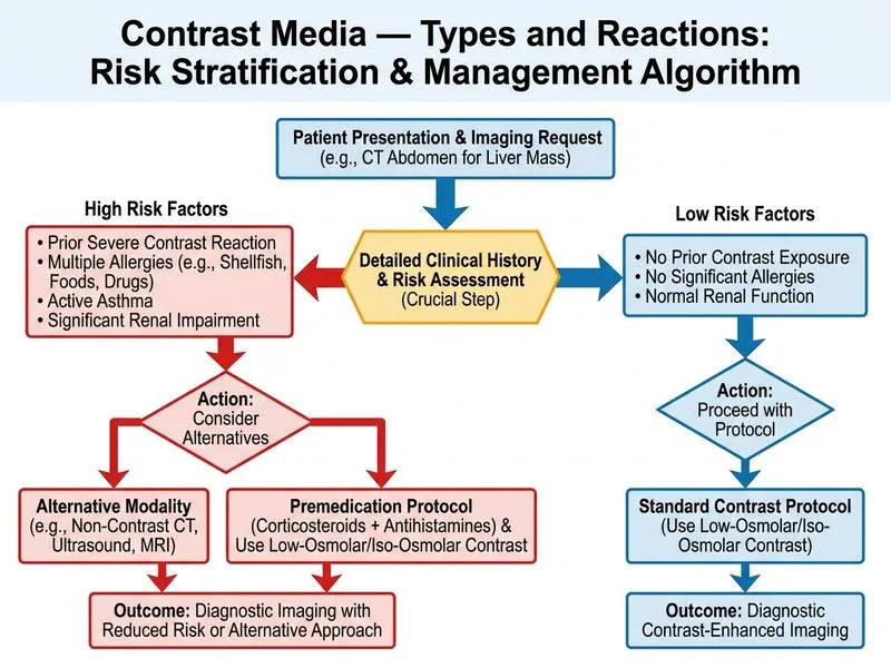Contrast Media — Types and Reactions diagram