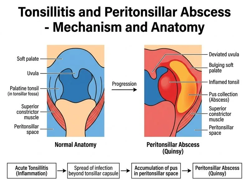 Tonsillitis and Peritonsillar Abscess diagram