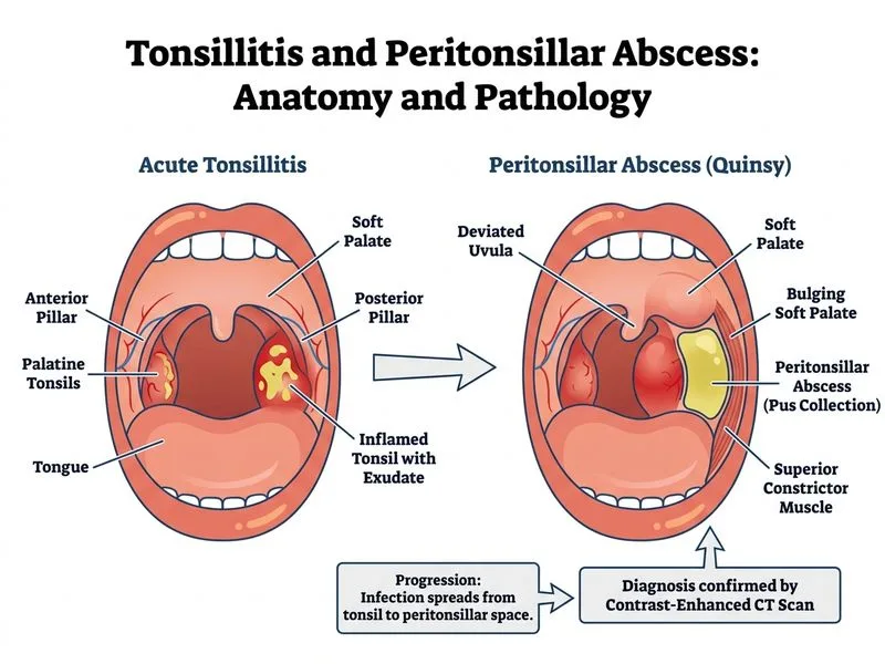 Tonsillitis and Peritonsillar Abscess diagram