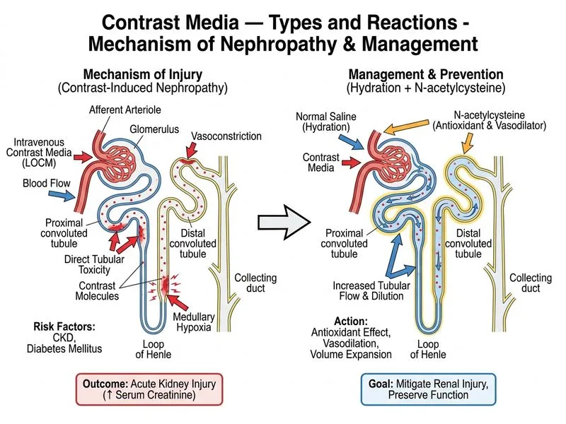 Contrast Media — Types and Reactions diagram