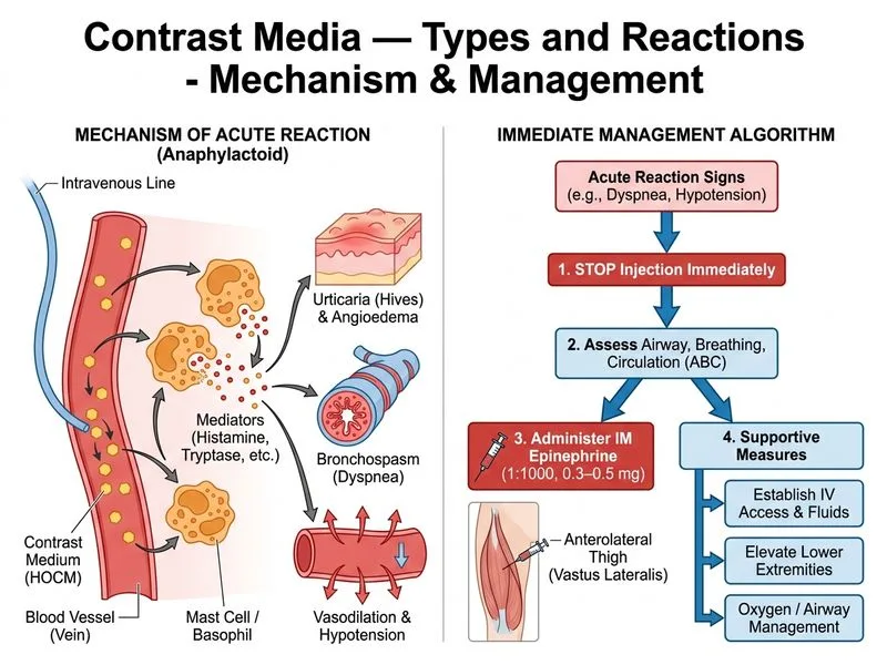 Contrast Media — Types and Reactions diagram