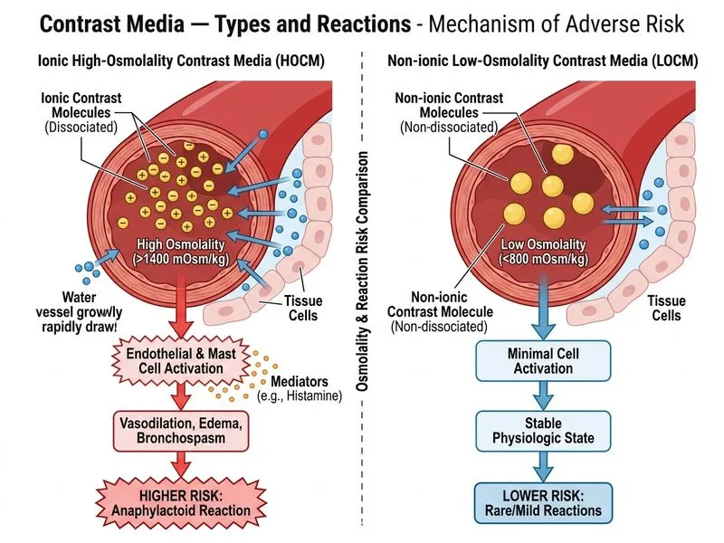 Contrast Media — Types and Reactions diagram