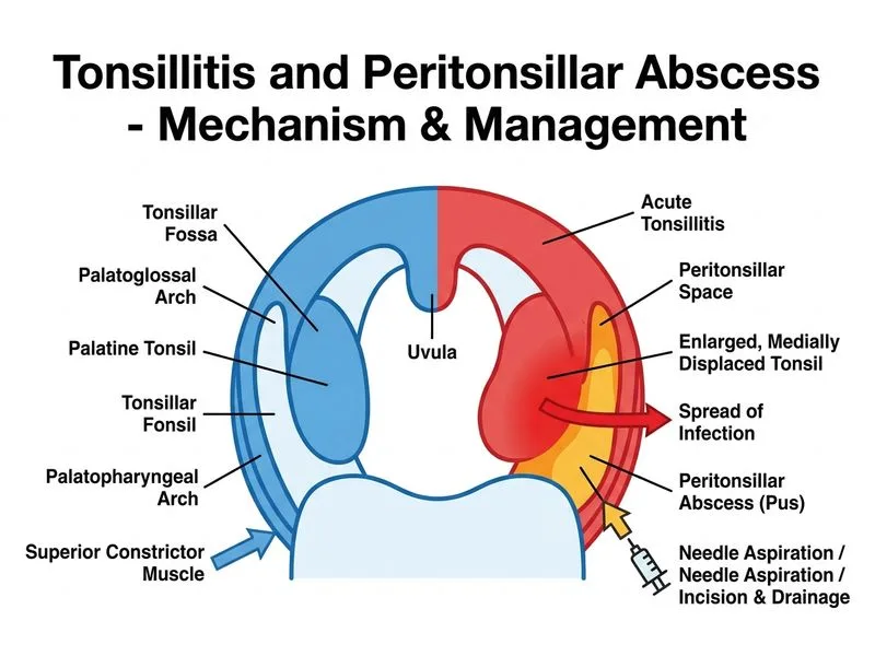 Tonsillitis and Peritonsillar Abscess diagram