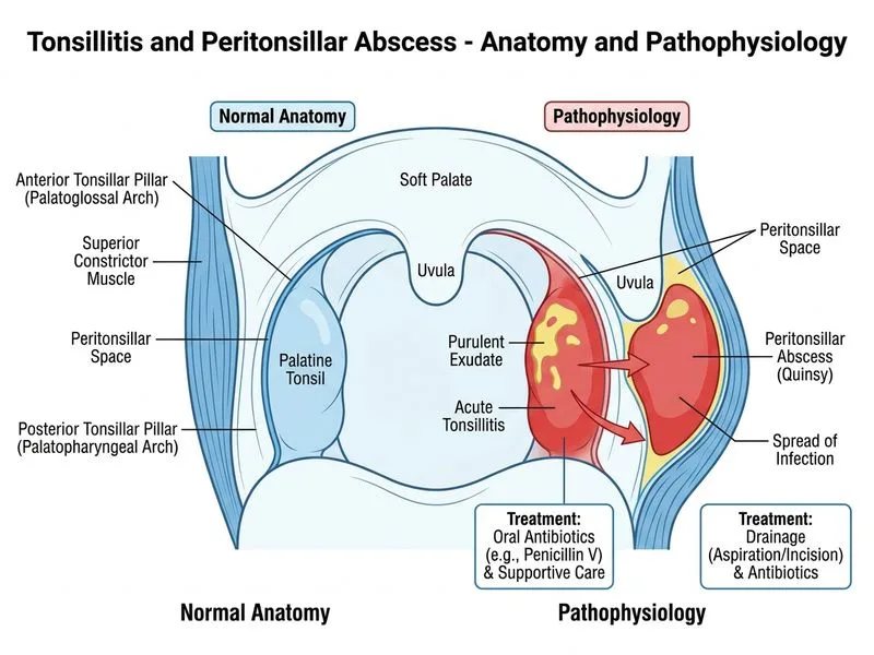 Tonsillitis and Peritonsillar Abscess diagram