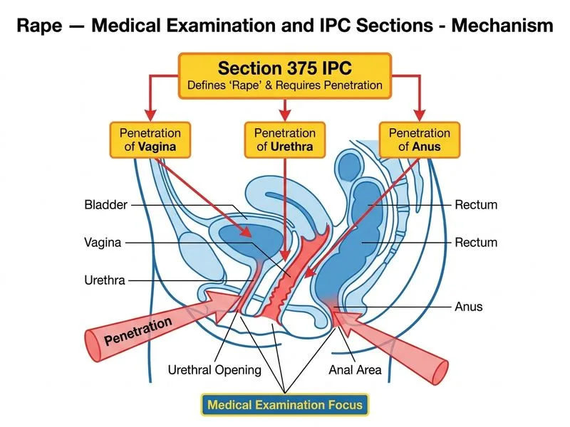 Rape — Medical Examination and IPC Sections diagram