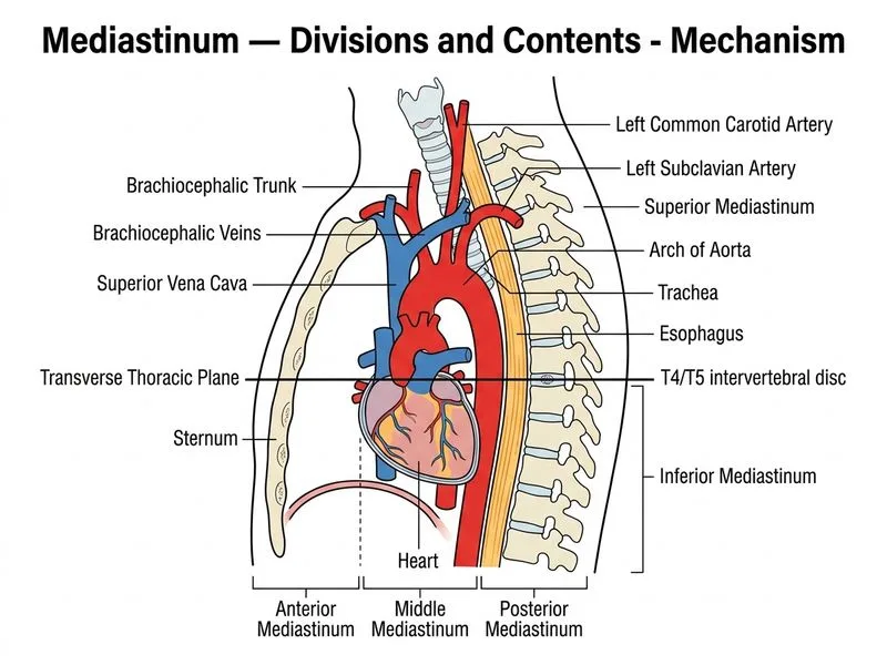 Mediastinum — Divisions and Contents diagram