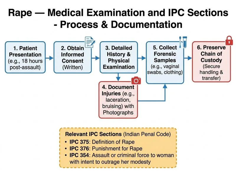 Rape — Medical Examination and IPC Sections diagram