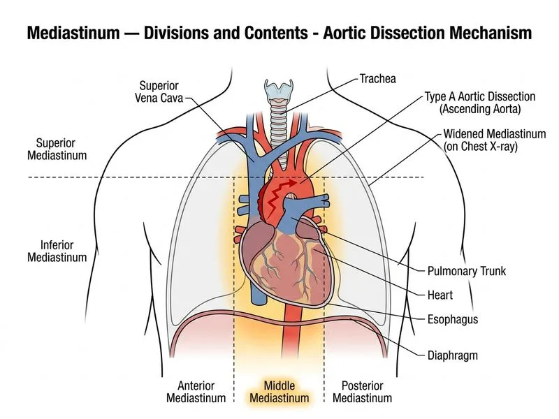 Mediastinum — Divisions and Contents diagram