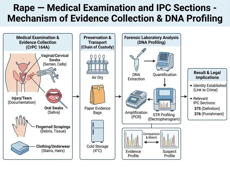 Rape — Medical Examination and IPC Sections diagram