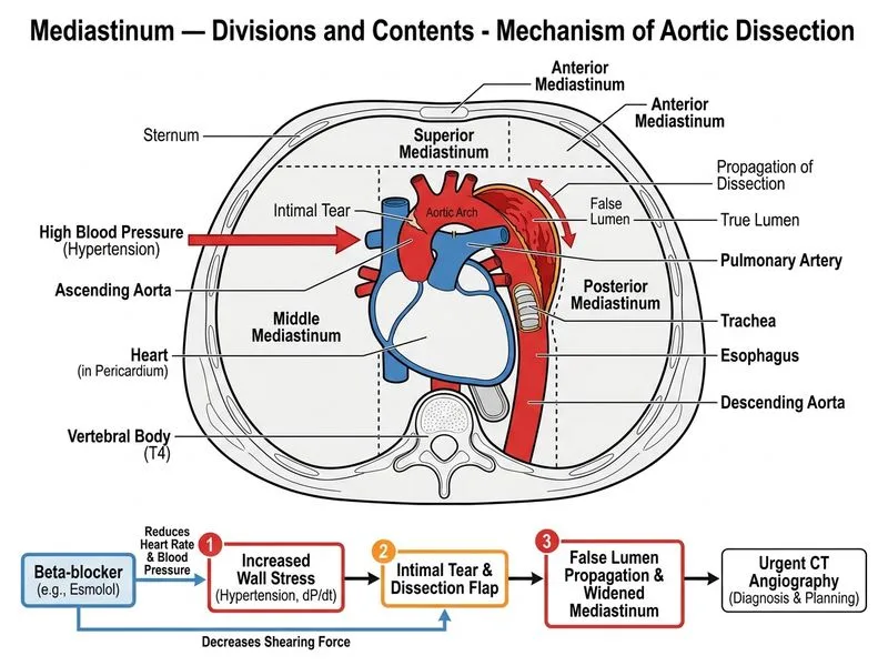 Mediastinum — Divisions and Contents diagram