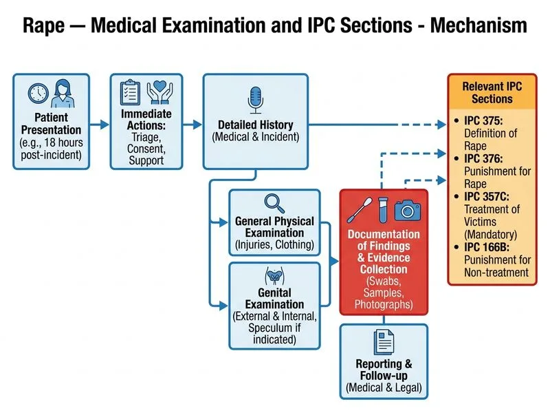 Rape — Medical Examination and IPC Sections diagram