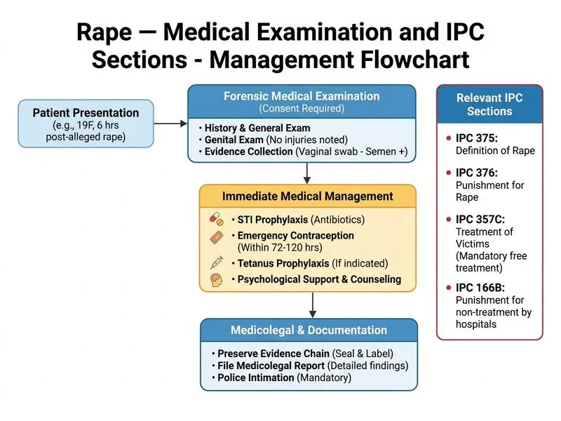 Rape — Medical Examination and IPC Sections diagram