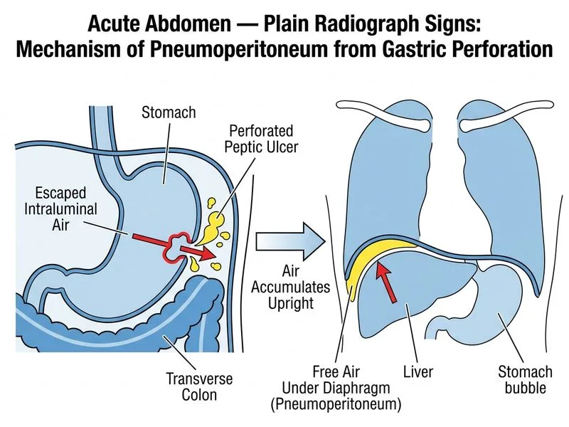 Acute Abdomen — Plain Radiograph Signs diagram