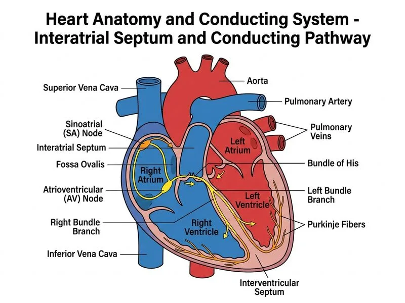 Heart Anatomy and Conducting System diagram