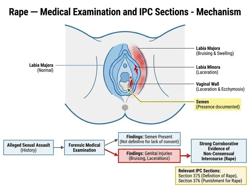 Rape — Medical Examination and IPC Sections diagram