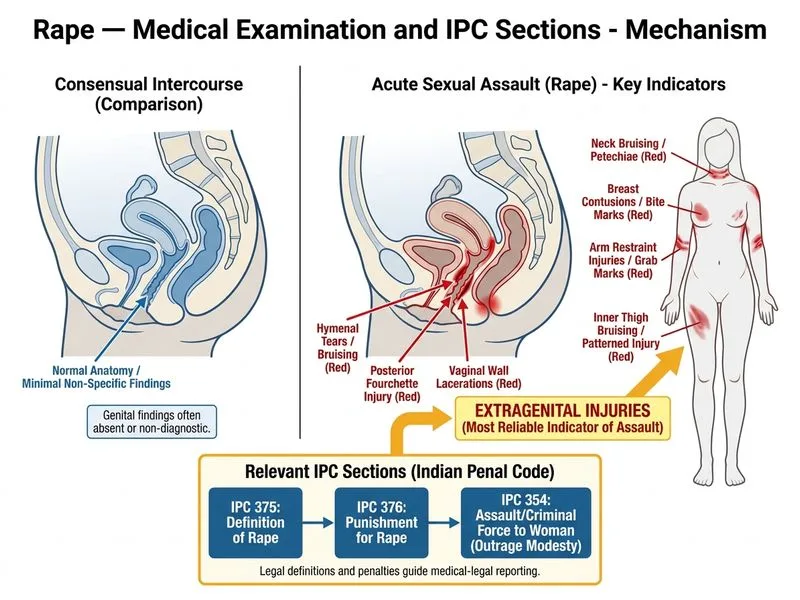 Rape — Medical Examination and IPC Sections diagram