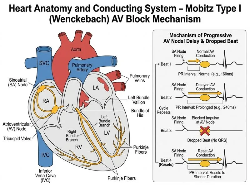 Heart Anatomy and Conducting System diagram