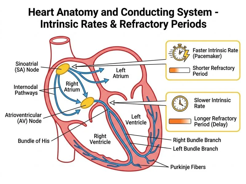 Heart Anatomy and Conducting System diagram