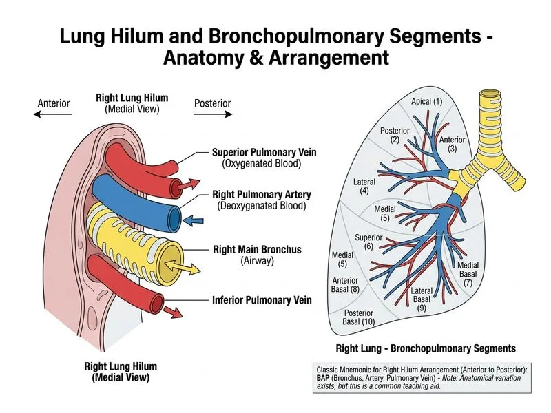 Lung Hilum and Bronchopulmonary Segments diagram