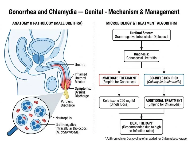 Gonorrhea and Chlamydia — Genital diagram