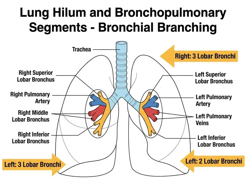 Lung Hilum and Bronchopulmonary Segments diagram