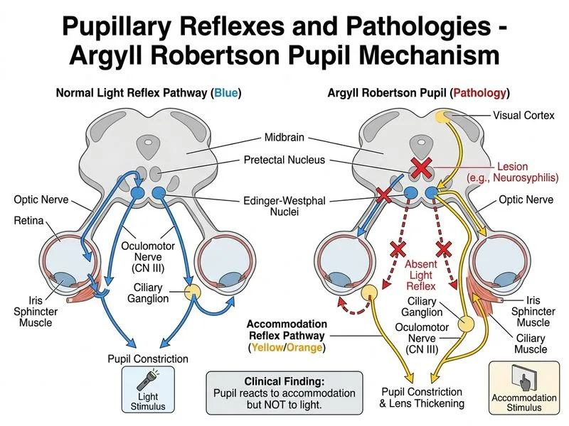 Pupillary Reflexes and Pathologies diagram