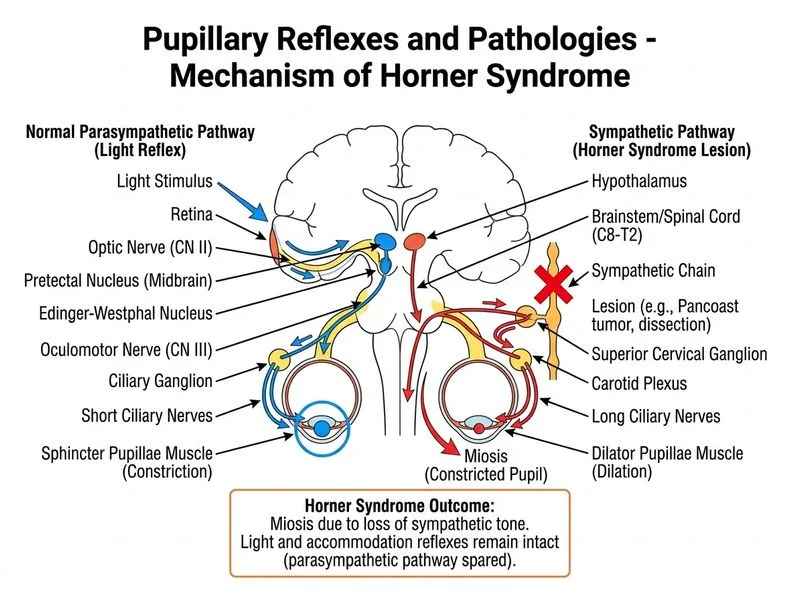 Pupillary Reflexes and Pathologies diagram